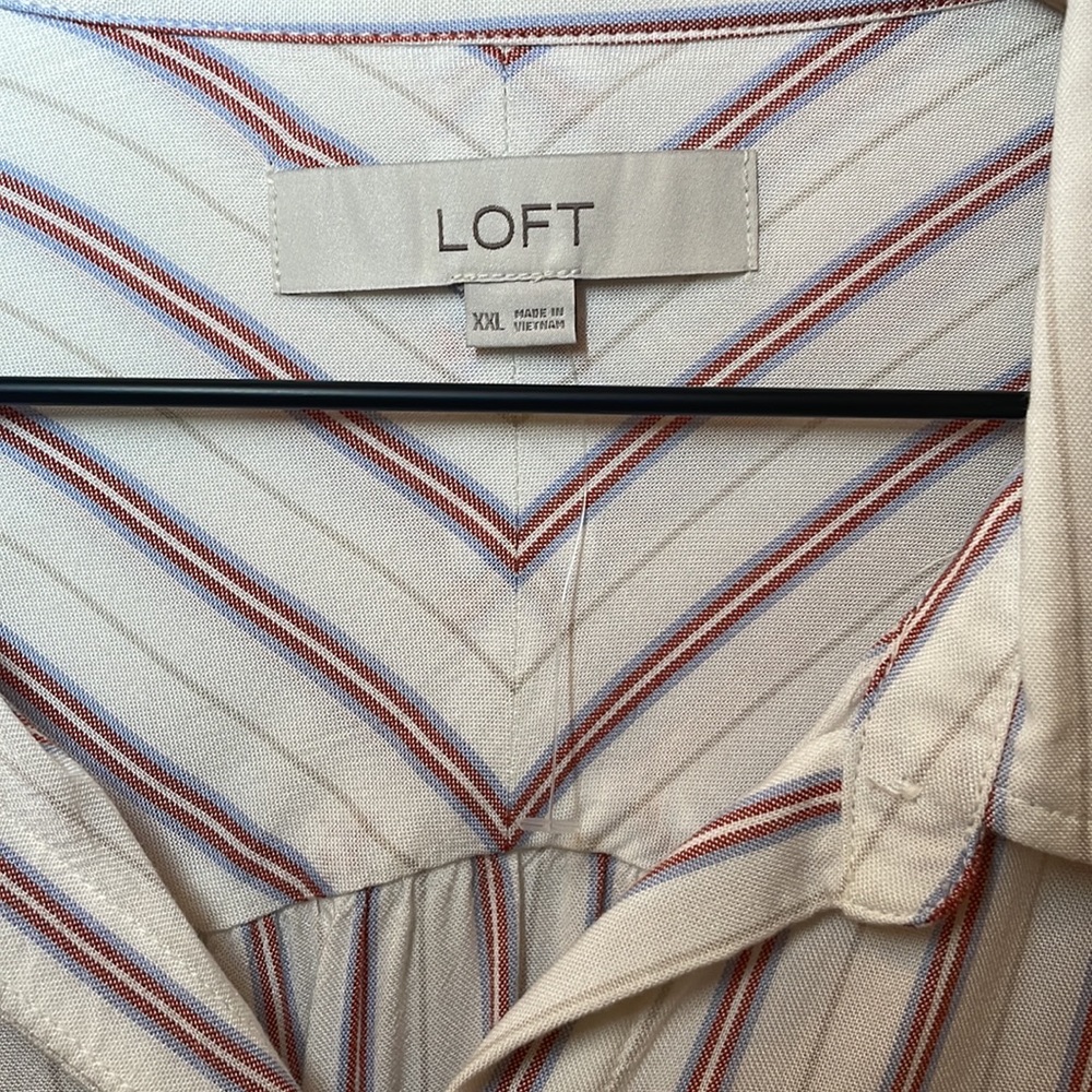 Loft Striped Women’s Button Down Blouse Patriotic… - image 3